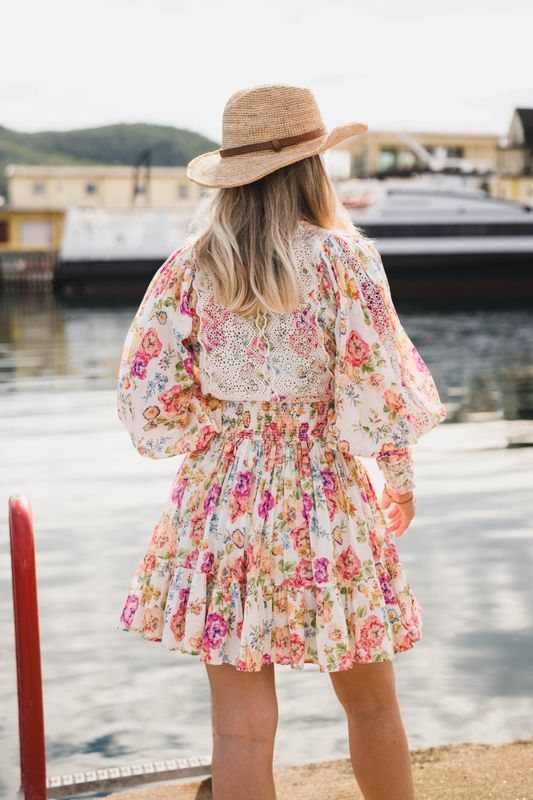 Cotton Slub Mini Dress Flora 