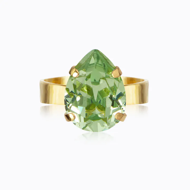 Mini Drop Ring Gold Peridot 