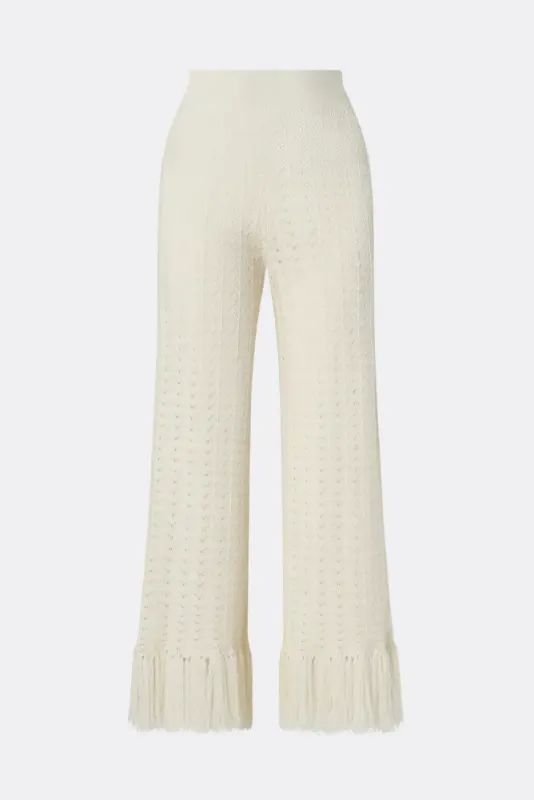 Alycia Knitted Fringe Pants White 