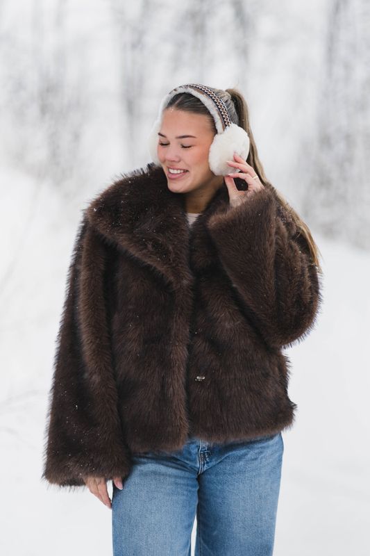 Stephanie Faux Fur Jacket Brown 
