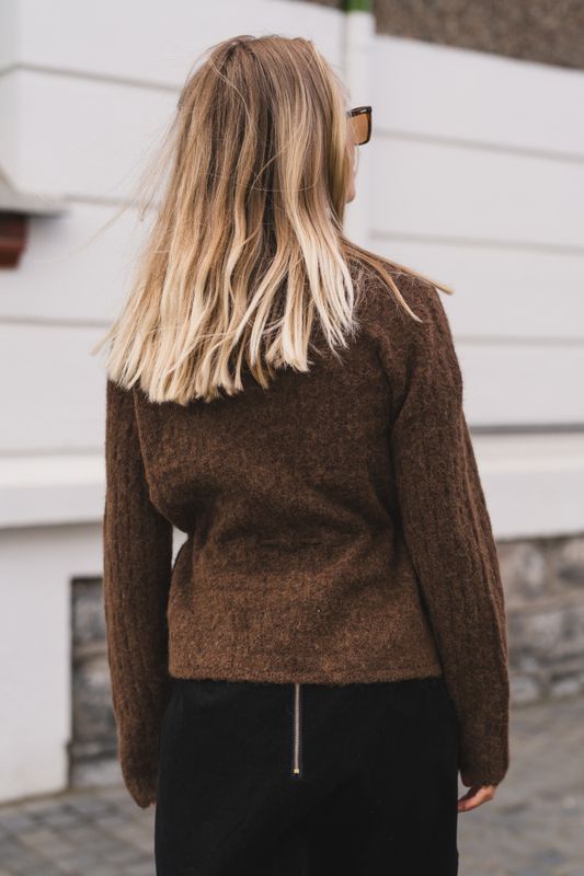 Mellis LS Alpaca Blend Knit Cardigan Carafe Melange 