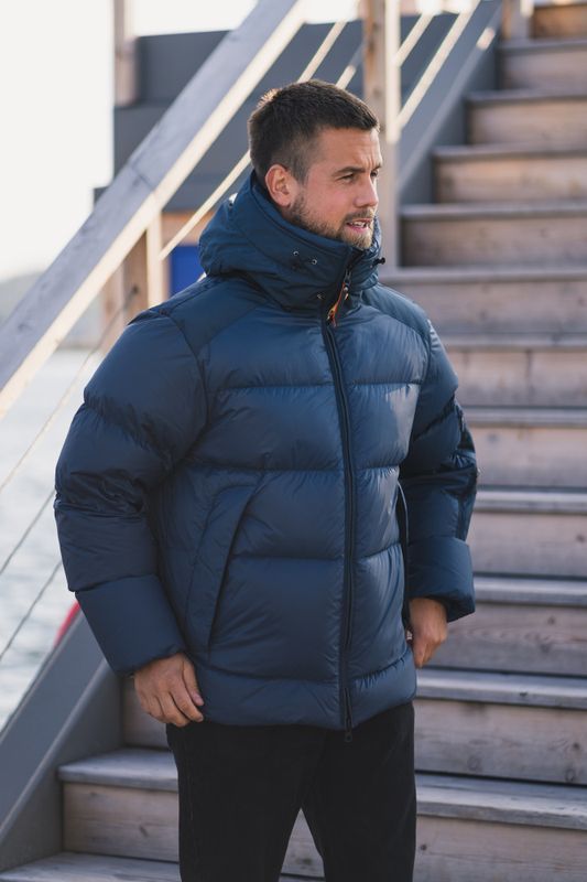 Tyrik Hooded Down Jacket Man Dark Avio 