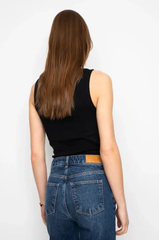 Peggy Rib Boatneck Top Black 
