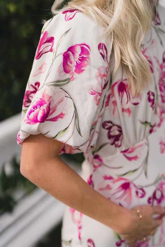 Freja Pouf Sleeve Maxi Dress Tulip Pink 