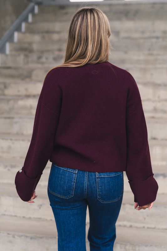 Atari Rib Cardigan Burgundy 