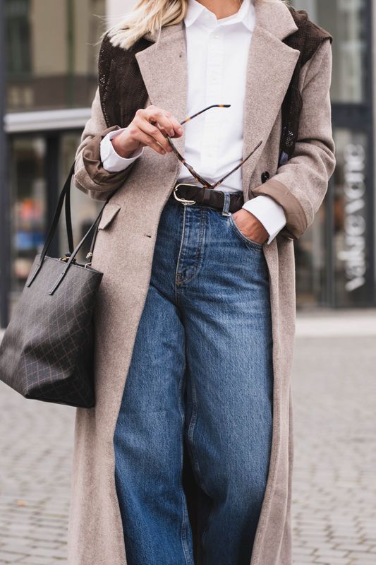 Corina Herringbone Twill Coat Beige Melange 
