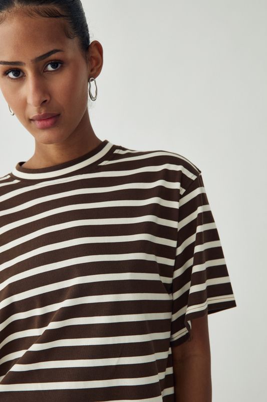 Maple T-Shirt Eton Brown Ivory Stripe