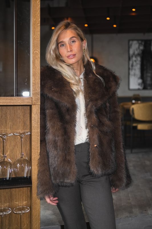 Stephanie Faux Fur Jacket Brown 