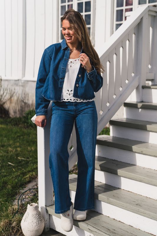 Cecilie HW Pants Mid Blue Wash 
