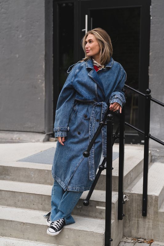Rickie Maxi Trench Cabana Blue 