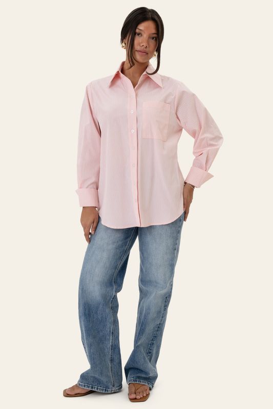 Isabellaic Shirt Pink White Stripes 