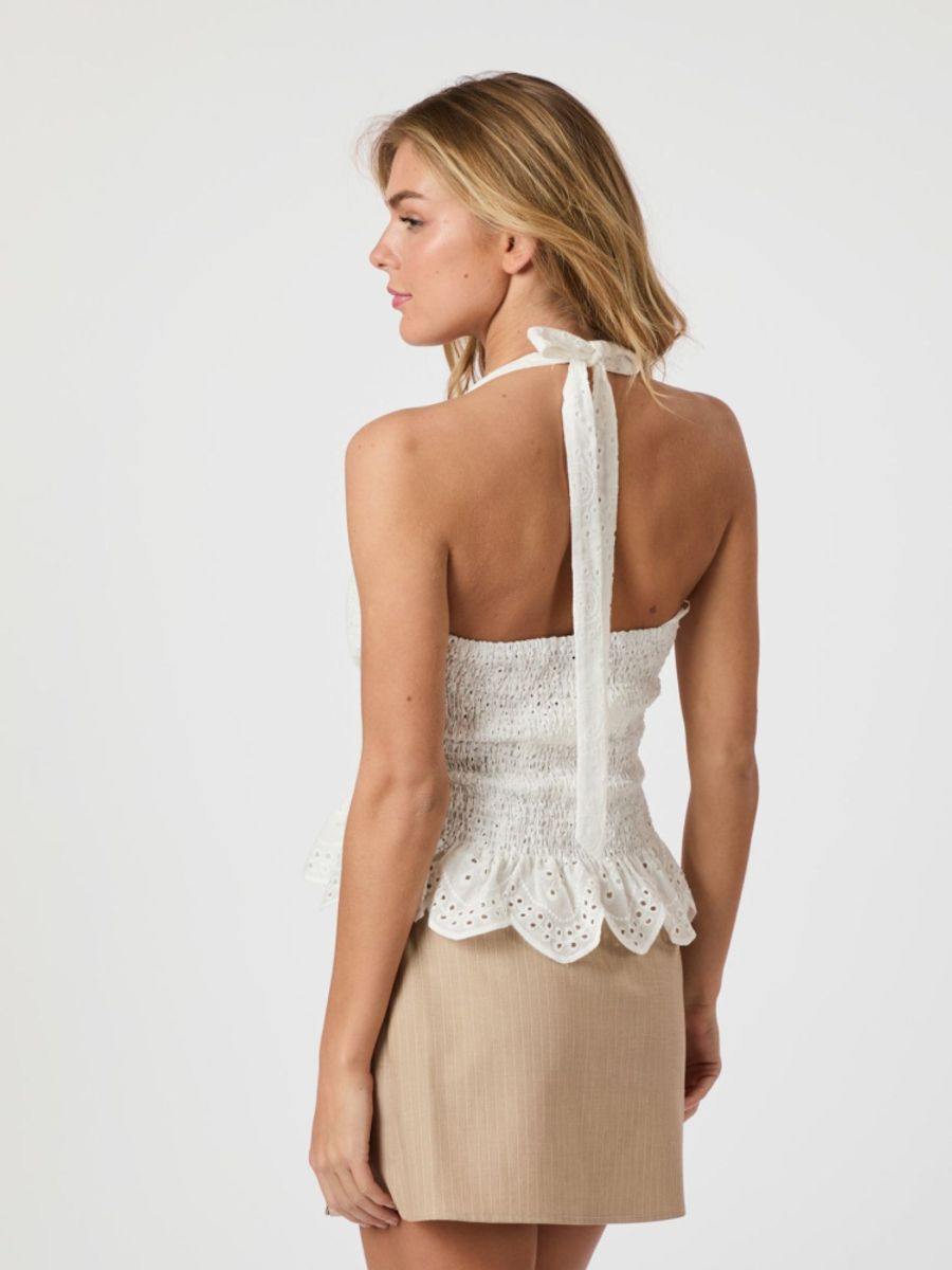 Ribbi Halter Neck Top White 
