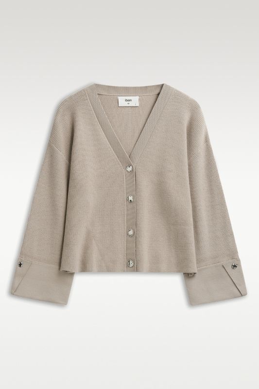 Atari Rib Cardigan Beige 
