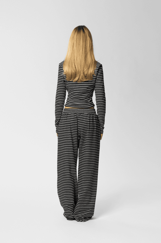 Palmer Soft Stripe Wide Leg Pants Black/White 