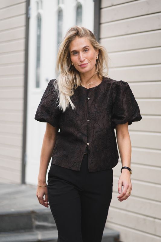 Aisa Brocade Blouse Dark Brown 