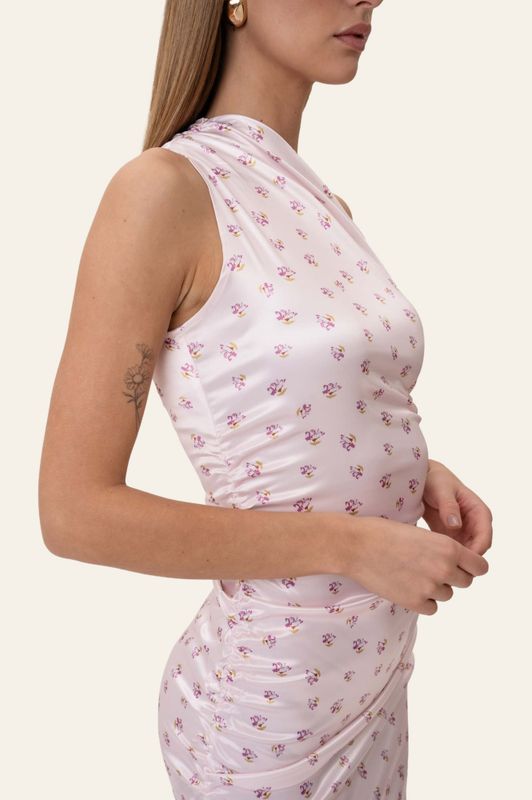 Andreaic Satin Dress Pink