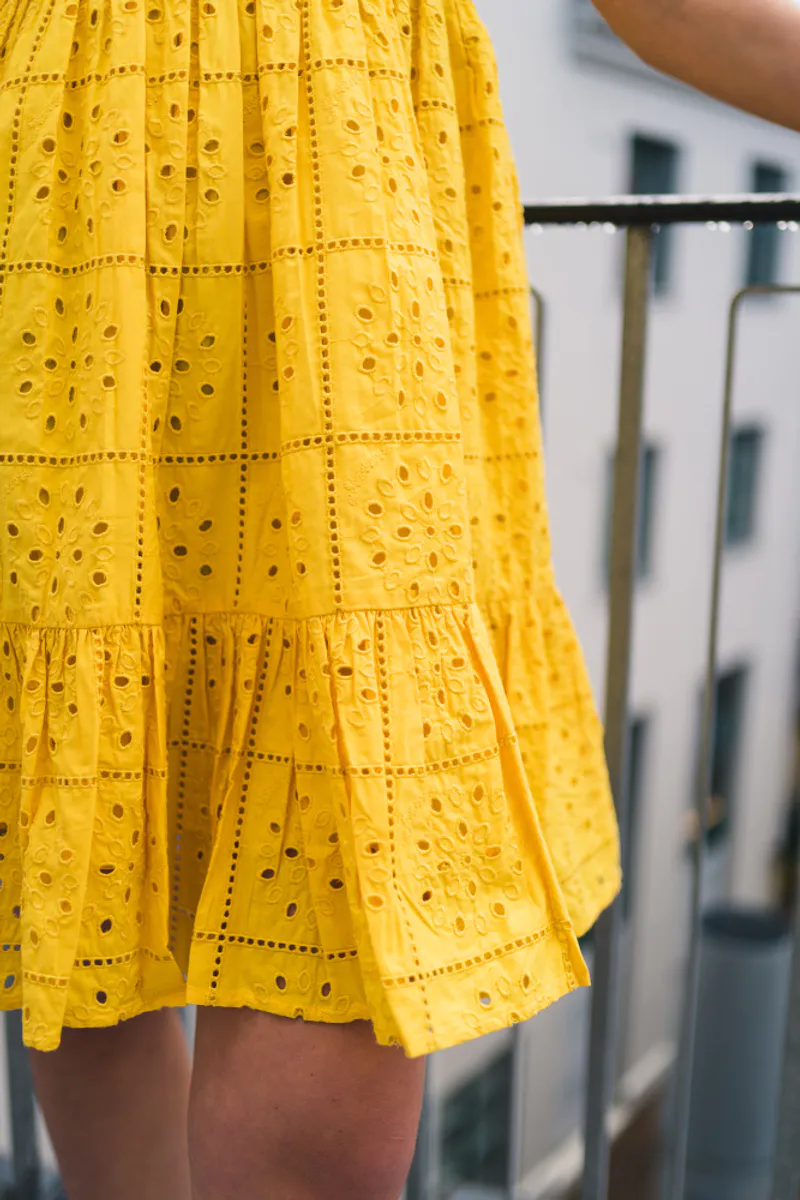 Broderie Anglaise Mini Dress Maize