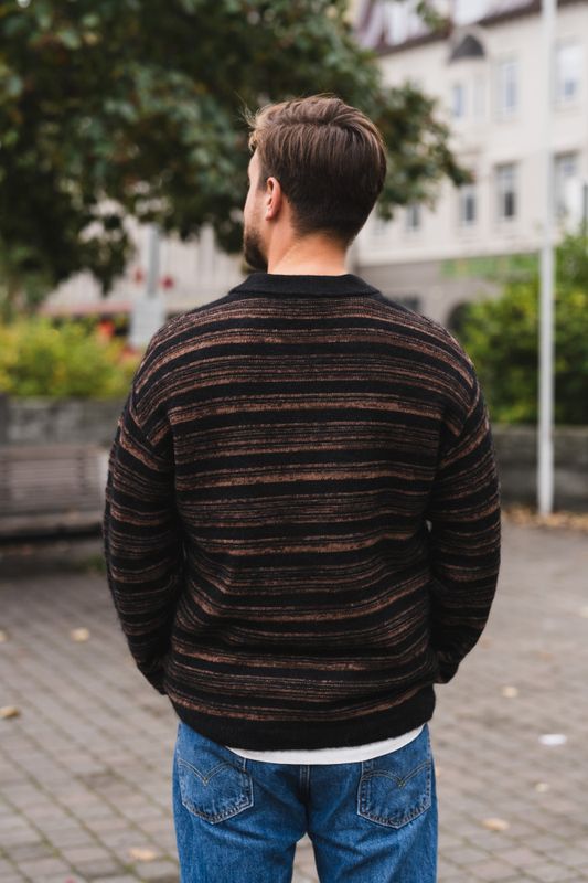 Ollie Wool Polo Sweater Brown Stripe 
