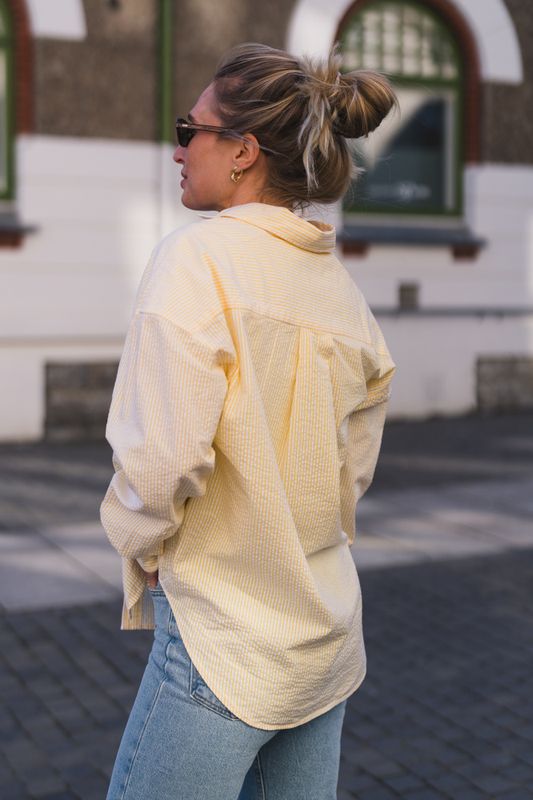 Venice Seersucker Classic Stripe Yellow Stripe 